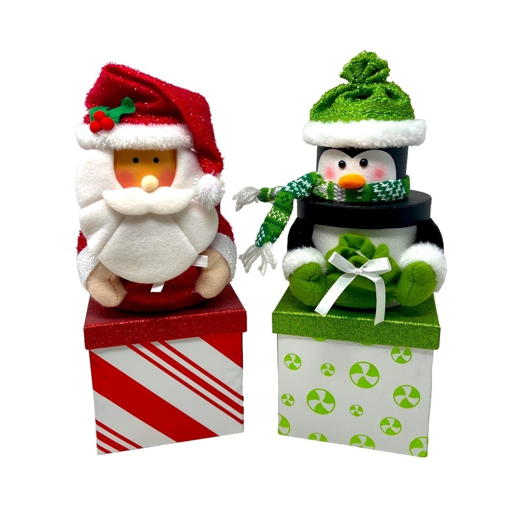 Santa | Christmas Penguin | Stacking Boxes | Decorations | Set of Two